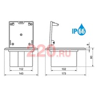 установочные размеры розеточного люка герметичного