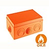 Коробка огн. E60-E90, о/п 210х150х100, без галогена, 8 вых., IP55, 4P, (0, 15-2, 5мм2), цвет оранж., JBS210, Экопласт - 43806HF