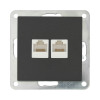 Розетка двойная компьютерная 2хRJ-45 кат.5е с накладкой (черный бархат) FLAT - 846208-1