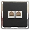 Розетка двойная компьютерная 2хRJ-45 кат.6 с накладкой (черный бархат) FLAT - 846408-1