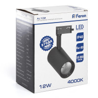 Светодиодный светильник Feron AL102 трековый однофазный на шинопровод 12W 4000K 60 градусов черный в каталоге электрики 220.ru, артикул 32516