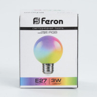 Лампа светодиодная Feron LB-371 Шар матовый E27 3W 230V RGB плавная сменая цвета в каталоге электрики 220.ru, артикул 38115