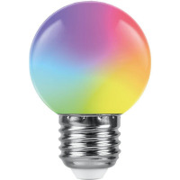 Лампа светодиодная Feron LB-37 Шарик матовый E27 1W 230V RGB быстрая смена цвета в каталоге электрики 220.ru, артикул 38126