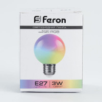Лампа светодиодная Feron LB-371 Шар матовый E27 3W 230V RGB быстрая смена цвета в каталоге электрики 220.ru, артикул 38127