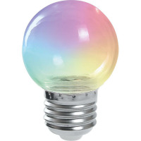 Лампа светодиодная Feron LB-37 Шарик прозрачный E27 1W 230V RGB плавная смена цвета в каталоге электрики 220.ru, артикул 38132