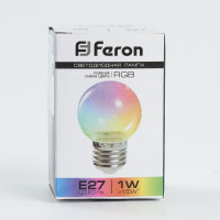 Лампа светодиодная Feron LB-37 Шарик прозрачный E27 1W 230V RGB плавная смена цвета в каталоге электрики 220.ru, артикул 38132