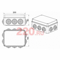 Коробка разветвительная 200х155х80, 10 вых., IP55 JBS155, цвет серый, Экопласт в каталоге электрики 220.ru, артикул 44017