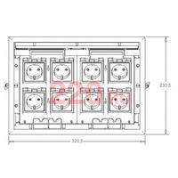 Блок розеток в пол (люк в пол для розеток) на 8 постов (1 пост = 45х45 мм), сталь, LUK/8, Экопласт в каталоге электрики 220.ru, артикул 70080