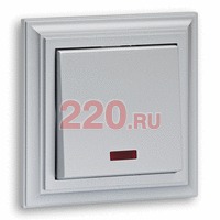 Переключатель одноклавишный, на 2 направления, c подсветкой (проходной выключатель, схема 6L) 16 A, 250 B (серебристый металлик) FLAT в каталоге электрики 220.ru, артикул 840403-1
