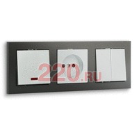 Рамка 2-постовая (двойная) цвет черный бархат, FLAT, 153х82х10 мм в каталоге электрики 220.ru, артикул 844208-1