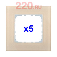 Рамка 5-постовая, натуральное стекло, цвет кремовый LK80, LK60 в каталоге электрики 220.ru, артикул 844517-1