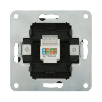 Розетка компьютерная RJ-45 кат.5е с накладкой (черный бархат) FLAT в каталоге электрики 220.ru, артикул 846108-1