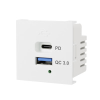 Розетка модульная высокоскоростная  USB 45х45мм (Type А+С),  протоколы QC 3.0, PD, 20 Вт. (бел.) LK45 в каталоге электрики 220.ru, артикул 858104