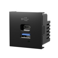 Розетка модульная высокоскоростная  USB 45х45мм (Type А+С),  протоколы QC 3.0, PD, 20 Вт. (черн.) LK45 в каталоге электрики 220.ru, артикул 858108