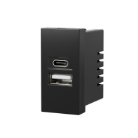 Розетка модульная высокоскоростная  USB 45х22,5мм (Type А+С), 2,1 А, 5 В, 10,5Вт (черн.) LK45 в каталоге электрики 220.ru, артикул 858208