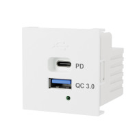 Розетка модульная высокоскоростная  USB 45х45мм (Type А+С),  протоколы QC 3.0, PD, 65 Вт. (бел.) LK45 в каталоге электрики 220.ru, артикул 858304