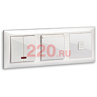 Выключатель двухклавишный, с подсветкой (схема 5L) 16 A, 250 B (белый) LK60 в каталоге электрики 220.ru, артикул 861204-1