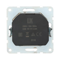 Розетка с з/к +ускоренная зарядка 2х USB (cуммарно 2,4А) белая, LK60 в каталоге электрики 220.ru, артикул 868004-1