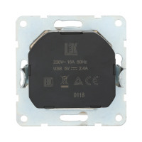 Розетка с з/к +ускоренная зарядка 2х USB (cуммарно 2,4А) белая, LK60 в каталоге электрики 220.ru, артикул 868004-1