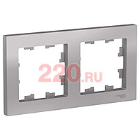 Рамка 2-ая, универсальная, цвет — алюминий, SE AtlasDesign в каталоге электрики 220.ru, артикул ATN000302