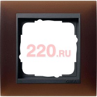 Рамка одинарная матовый темно-коричневый центральная вставка антрацит, Gira System 55 EVENT в каталоге электрики 220.ru, артикул G021113