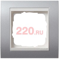 Рамка одинарная алюминий центральная вставка белая, Gira System 55 EVENT в каталоге электрики 220.ru, артикул G021126