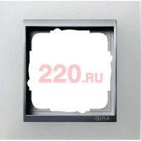 Рамка одинарная матовый белый центральная вставка алюминий, Gira System 55 EVENT в каталоге электрики 220.ru, артикул G021150