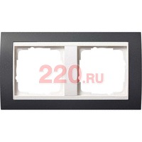 Рамка двойная антрацит центральная вставка белая, Gira System 55 EVENT в каталоге электрики 220.ru, артикул G021228