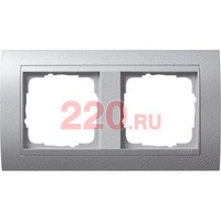 Рамка двойная алюминий центральная вставка алюминий, Gira System 55 EVENT в каталоге электрики 220.ru, артикул G021236