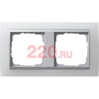 Рамка двойная матовый белый центральная вставка алюминий, Gira System 55 EVENT в каталоге электрики 220.ru, артикул G021250