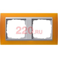 Рамка двойная матовый янтарь центральная вставка алюминий, Gira System 55 EVENT в каталоге электрики 220.ru, артикул G021269