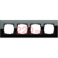 Рамка 4-ная GIRA Esprit черное стекло, Гира Эсприт в каталоге электрики 220.ru, артикул G021405