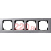 Рамка четырехкратная алюминий, Gira E22 в каталоге электрики 220.ru, артикул G0214206