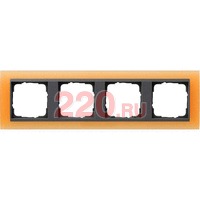 Рамка 4-ная матовый оранжевый центральная вставка антрацит, Gira System 55 EVENT в каталоге электрики 220.ru, артикул G021487