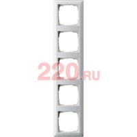 Рамка 5-ная глянцевый белый, Gira Standart 55 в каталоге электрики 220.ru, артикул G021503