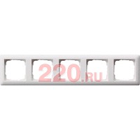 Рамка 5-ная матовый белый, Gira Standart 55 в каталоге электрики 220.ru, артикул G021504