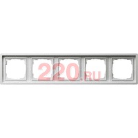 Рамка пятикратная глянцевый белый, Gira F100 в каталоге электрики 220.ru, артикул G0215112