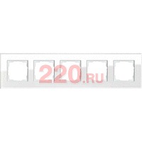 Рамка 5-ная GIRA Esprit белое стекло, Гира Эсприт в каталоге электрики 220.ru, артикул G021512
