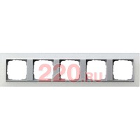 Рамка 5-ная матовый белый центральная вставка алюминий, Gira System 55 EVENT в каталоге электрики 220.ru, артикул G021550