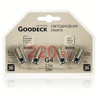Лампа LED 2,5Вт G4 230В 4100K (4 шт на блистере), Goodeck в каталоге электрики 220.ru, артикул GDK-GD1009018203