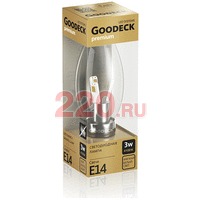 Лампа LED 3Вт Свеча прозр. 230В 4100K E14, Goodeck в каталоге электрики 220.ru, артикул GDK-GL1003011203