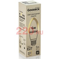 Лампа LED 6Вт Свеча 230В 2700K E27, Goodeck в каталоге электрики 220.ru, артикул GDK-GL1003022106
