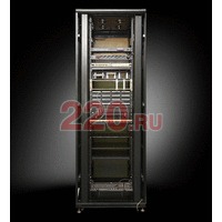 Шкаф 19'' напольный 22 юнита (U) 600x800x1196 мм. Черный (RAL 9005). Двери: фронт — стекло в стальной перфорированной раме, тыл — сталь c высоким уровнем перфорации. в каталоге электрики 220.ru, артикул GDR-226080B