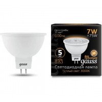 Gauss Лампа MR16 7W 600lm 3000K GU5.3 LED в каталоге электрики 220.ru, артикул GSS-101505107