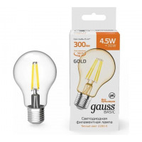 Gauss Лампа Basic Filament А60 4,5W 300lm 2200К Е27 golden LED в каталоге электрики 220.ru, артикул GSS-1021245