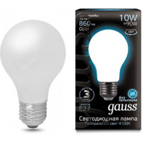 Gauss Лампа Filament А60 10W 860lm 4100К Е27 milky LED в каталоге электрики 220.ru, артикул GSS-102202210