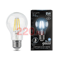 Gauss Лампа Filament А60 8W 780lm 4100К Е27 LED в каталоге электрики 220.ru, артикул GSS-102802208