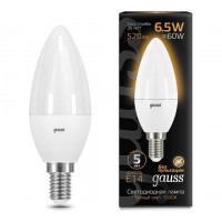 Gauss Лампа Свеча 6.5W 520lm 3000К E14 LED в каталоге электрики 220.ru, артикул GSS-103101107