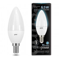 Gauss Лампа Свеча 6.5W 550lm 4100К E14 LED в каталоге электрики 220.ru, артикул GSS-103101207