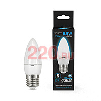 Gauss Лампа Свеча 6.5W 550lm 6500К E27 LED в каталоге электрики 220.ru, артикул GSS-103102307